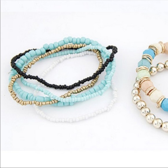 3 for $20 - Set of 7 Layered Blue Bracelets - Picture 2 of 3